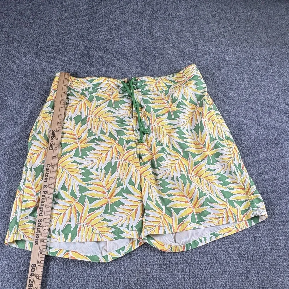 J.Crew Board Shorts Men's 36 Green Tropical Leaf Print Swim Trunks Preppy Beach